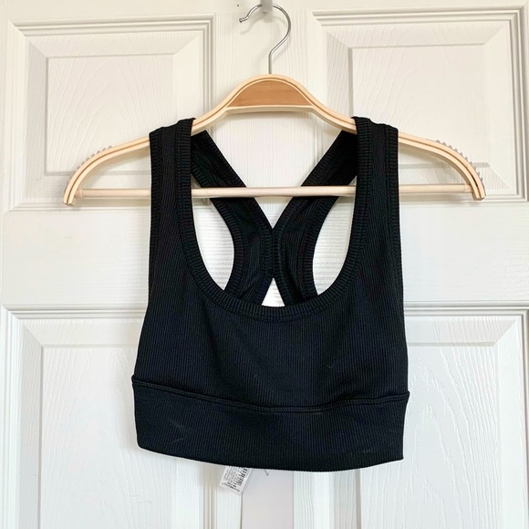 ZARA Black Ribbed Racerback Bralette - Picture 1 of 6